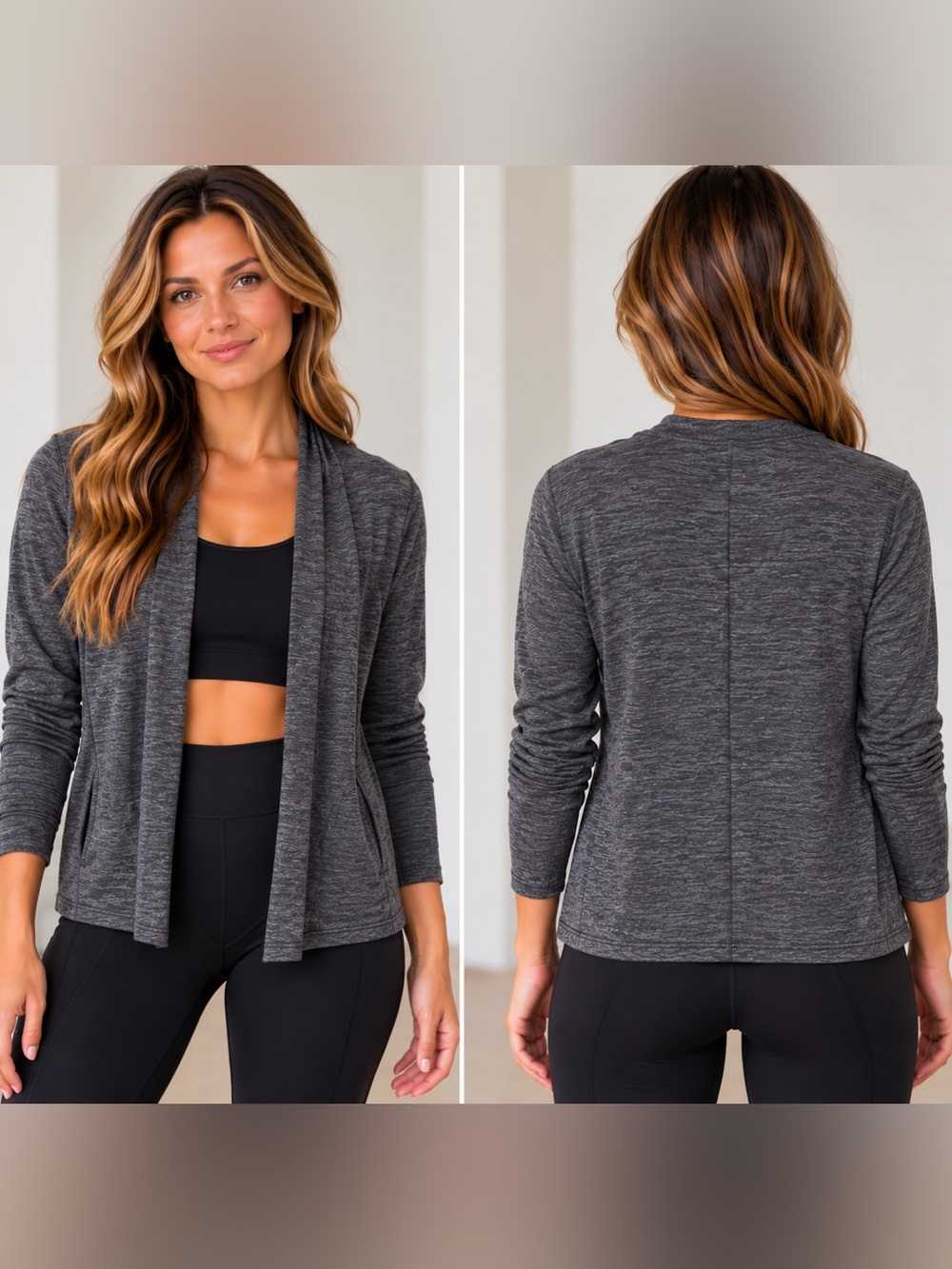 Old Navy Dark Charcoal Open-Front Knit Cardigan